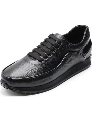 Costo Shoes Büyük Numara Erkek Ayakkabı CK1318 Siyah Dana Derisi Kauçuk Taban Rahat Geniş Kalıp Büyük Numara 4 Mevsim Erkek Ayakkabısı Geniş Kalıp Rahat Kullanım