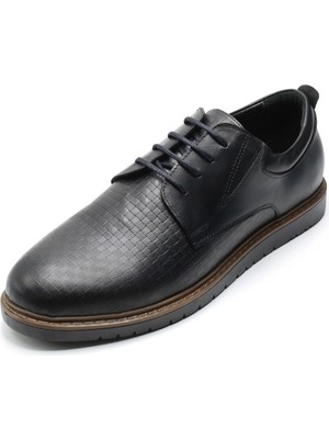 Costo Shoes Büyük Numara Erkek Ayakkabı Büyük Numara Deri Erkek Ayakkabı AG4296-2 Siyah Geniş Kalıp Rahat Kullanım