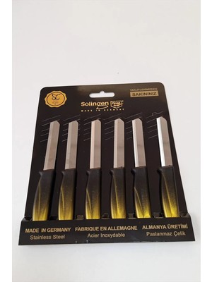 Orijinal Blister Paketli 6lı Solingen Meyve Bıçağı Seti Siyah Gold Degrade Saplı Tırtıklı Ağız Stoktan Hızlı Gönderim