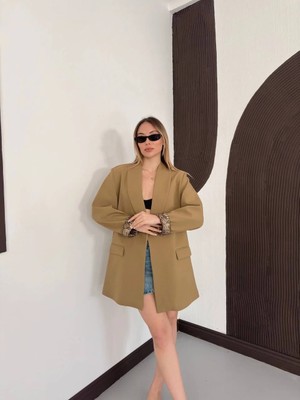 Vess Moda Desenli Astarlı Şal Yaka Blazer Ceket