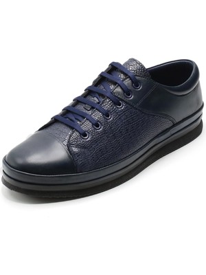 Costo Shoes Büyük Numara Erkek Ayakkabı GS1840 Lacivert Dana Derisi Büyük Numara Erkek Ayakkabı 4 Mevsim Geniş Kalıp Rahat Kullanım