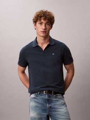 Calvin Klein Erkek Normal Kesim Pamuklu Kısa Kollu Lacivert Polo Yaka T-Shirt LV04RF215G-PQ6