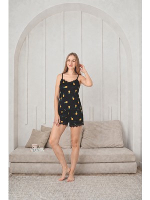 Alıç Moon Line Kadın Şortlu Pijama Takımı Dantelli Askılı Uyku Giyim Seti