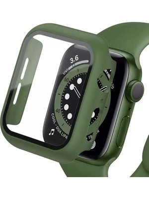 Esranın Dünyası Newface Apple Watch 45MM Camlı Kasa Ekran Koruyucu - Koyu Yeşil