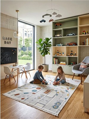 DMR Halıcılık Kids Serisi Desenli Renkli Bebek Çocuk Odası Halısı
