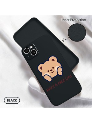 HONTINGA iPhone 14 Plus ile Uyumlu Kılıfı Içi Kadifeli Düşüme Önleyici Basitlik Anti Düşme Kamera Korumali Sevimli Ayı Desen Telefon Kılıfı Kadın ve Erkek Için Uygundur K6-0046