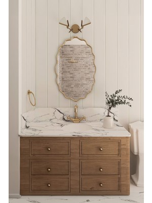 Faw Decor Premium Şık Modern Estetik Ahşap Çerçeveli Duvar Aynası Banyo Aynası Dresuar Aynası