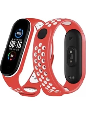 Esranın Dünyası Newface Xiaomi Mi Band 4 Spor Delikli Kordon - Kırmızı-Beyaz