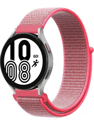 Esranın Dünyası Newface Samsung Galaxy Watch 4 Hasırlı Cırtcırtlı Kordon - Pembe