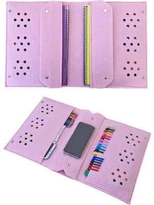 Esranın Dünyası 4 Bölmeli A4 Boyutunda Keçe Kalemlik ve Tablet Organizer Çanta - Pembe