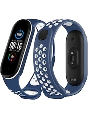 Esranın Dünyası Newface Xiaomi Mi Band 7 Spor Delikli Kordon - Lacivert-Beyaz