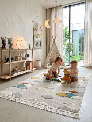 DMR Halıcılık Kids Serisi Desenli Renkli Bebek Çocuk Odası Halısı