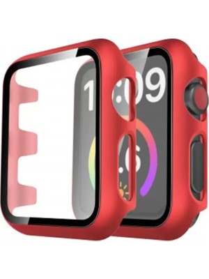 Esranın Dünyası Newface Apple Watch 41MM Camlı Kasa Ekran Koruyucu - Kırmızı