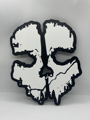 GoKa 3D Craft Call Of Duty: Modern Warfare Ghost Logolu 3D Duvar Dekoru - 23 cm Premium Versiyon (1.5 cm Çift Montaj Setli)