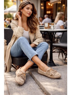 Eforia 7102 Vizon Loafer Tam Ortopedik Casual Günlük Kadın Ayakkabı