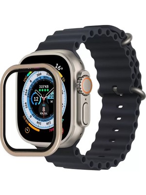 Esranın Dünyası Newface Apple Watch Ultra 49MM Alüminyum Kasa Cam Ekran Koruyucu - Gold