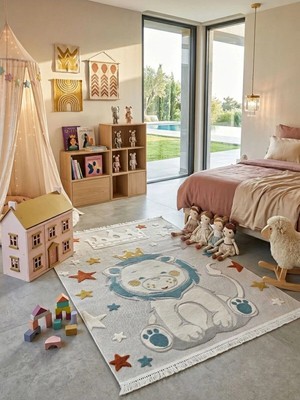 DMR Halıcılık Kids Serisi Desenli Renkli Bebek Çocuk Odası Halısı