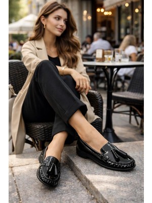 Eforia 2601 Siyah Loafer Tam Ortopedik Casual Günlük Kadın Ayakkabı