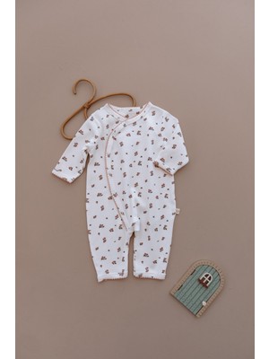 Oh la la Koala For Little Ones Renkli Çiçek Desenli Dantel Detaylı Kruvaze Tulum
