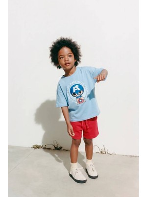 Lolipop Kids Store Erkek Çocuk Kaptan Amerika Karakterli T-Shirt Şort Alt Üst Takım