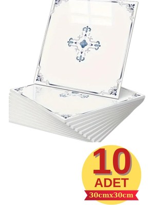 Renkli Duvarlar 10 Adet 30X30CM Mavi Motifli Desen Köpük Yapışkanlı Mutfak Banyo Duvar Paneli Kağıdı CYCZT00212