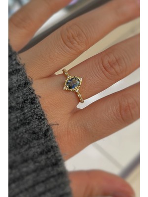 Erer Gümüş 925 Gümüş Oval Mistik Taşlı Vintage Yüzük