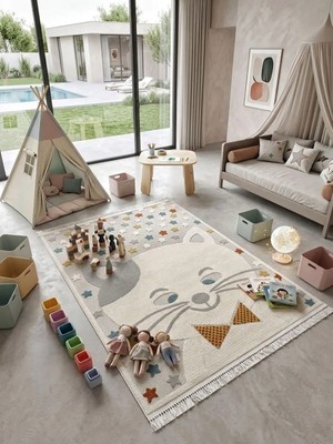 DMR Halıcılık Kids Serisi Desenli Renkli Bebek Çocuk Odası Halısı