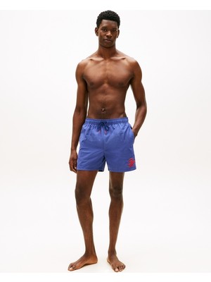Tommy Hilfiger Medıum Drawstrıng Ithaca Scrıpt Erkek Mavi Deniz Şortu - UM0UM03750