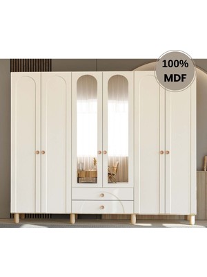 Flances Papatya 6 Kapak Mdf Ayaklı Tasarım Gardırop