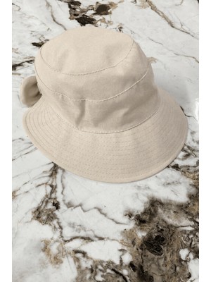 Hat Town Fiyonk Detaylı Keten Bucket Kadın Şapka