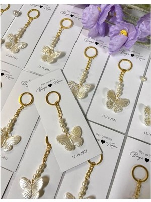 Umut Hediyecilik Kişiye Özel Tasarlanabilir Mini Kelebekli Anahtarlık Söz/nişan/nikah/kına Hatırası (10ADET)