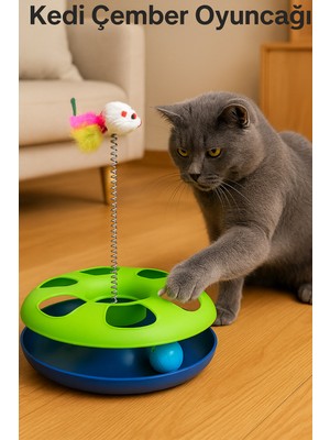 Ego Home Çıngarak Toplu Yaylı Fareli Kedi Çember Oyuncağı Plastik Eğlence Aksesuarı