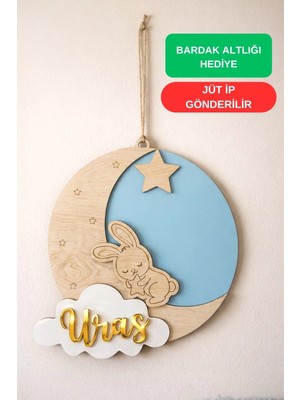 Kutaydan Gold Pleksi Isimli, Yeni Doğan, Doğum Günü, Özel Günler Için Ayyıldız Duvar Süsü