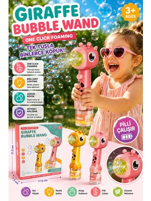 Selvira Zürafa Bubble Wand Köpük Baloncuk Oyuncağı – Işıklı Otomatik Baloncuk Tabancası Çocuk Oyuncağı