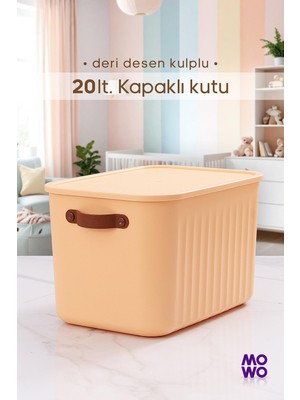 Mowo Home Bigbox Kulplu 20 Lt 1 Adet Sarı Dolap Düzenleyici Saklama Kutusu Sepet Organizer Oyuncak Kutusu