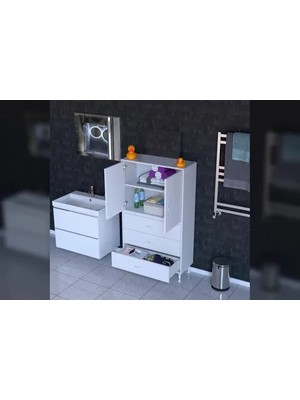 Vivense Ilkim Alt Modül Çekmece Üst Modül Kapak Banyo Dolabı 80 cm