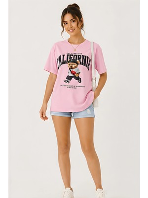 Lili Woman Kadın California Bear Baskılı Oversize T-Shirt E.2686