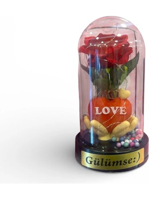 Net Market Anneler ve Sevgililer Gününe Özel Ledli Fanus Love Güllü Gülümse
