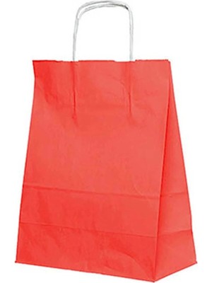 Net Market Kırmızı Burgu Saplı Kağıt Çanta 25X12X31 cm 25 Li
