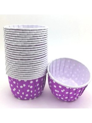 Net Market Cupcake/muffin /suffle Kek Kapsülü Puantiyeli Mor 50 Li