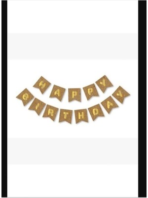 Net Market Happy Birthday Yazılı Doğum Günü Banner Kraft Karton Üstüne Gold Altın Sarısı Yaldızlı