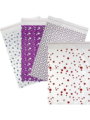 Net Market Metalize Hediye Paketi 20X25 cm Kendinden Bantlı Desenli Hediye Paketi 100 Lü