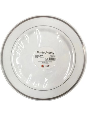 Net Market Tabak Plastik Lüx Gümüş Çizgili 26 cm 6'lı Paket