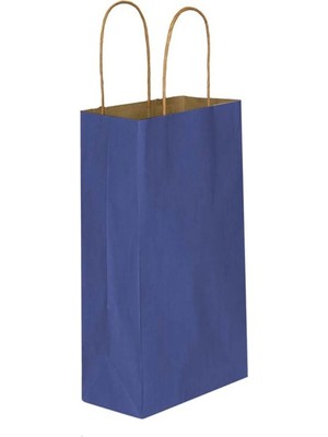 Net Market 19X24X9 Kraft Burgu Saplı Lacivert Çanta 25 Adet