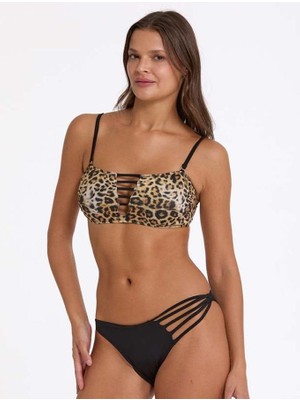 Argento 1307-3047 Leopar Desenli Ipli Dekolteli Straplez Bikini Takım