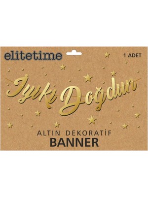 Net Market Altın Renk Iyiki Doğdun Kaligrafi Banner Gold Altın El Yazısı