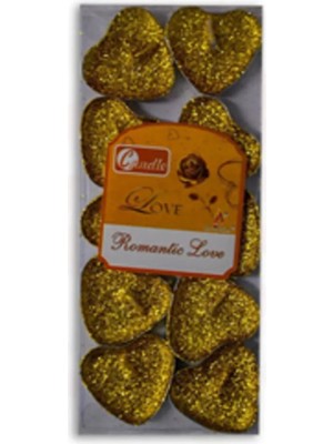 Net Market Nedi Tea-Lıght Simli Kalpli Mum 10"lu Altın 7145