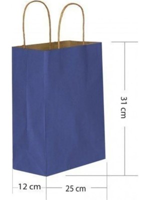 Net Market Scnews 25 Li Büyük Boy 25X31 cm Büküm Saplı Kağıt / Karton Çanta-Poşet Lacivert Çok Satanl