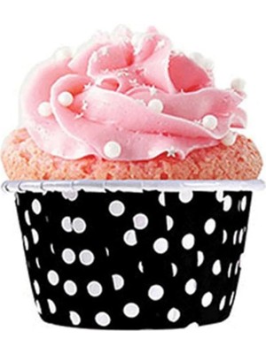 Net Market Kağıt Muffin Kek Kapsülü Siyah Puantiyeli 50 Li No:3
