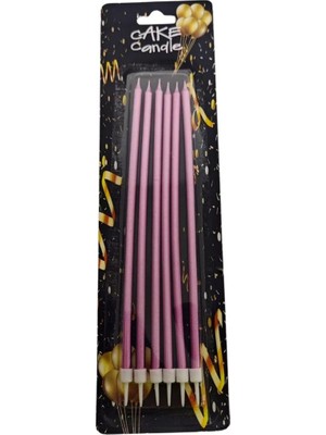 Net Market Rose Gold 19 cm Lüks Uzun Pasta Mumu Seti - 6 Adet Şık Doğum Günü ve Kutlama Mumu